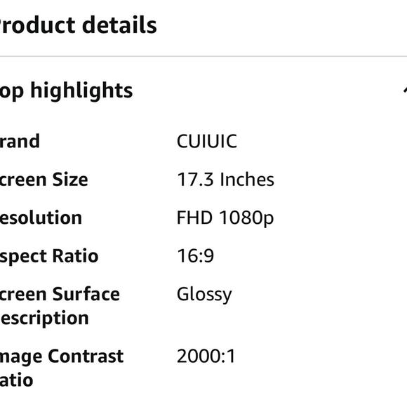 portable monitor 17.3” 1080P FHD IPS fold usb-c computer display USB HDMI - Picture 12 of 13